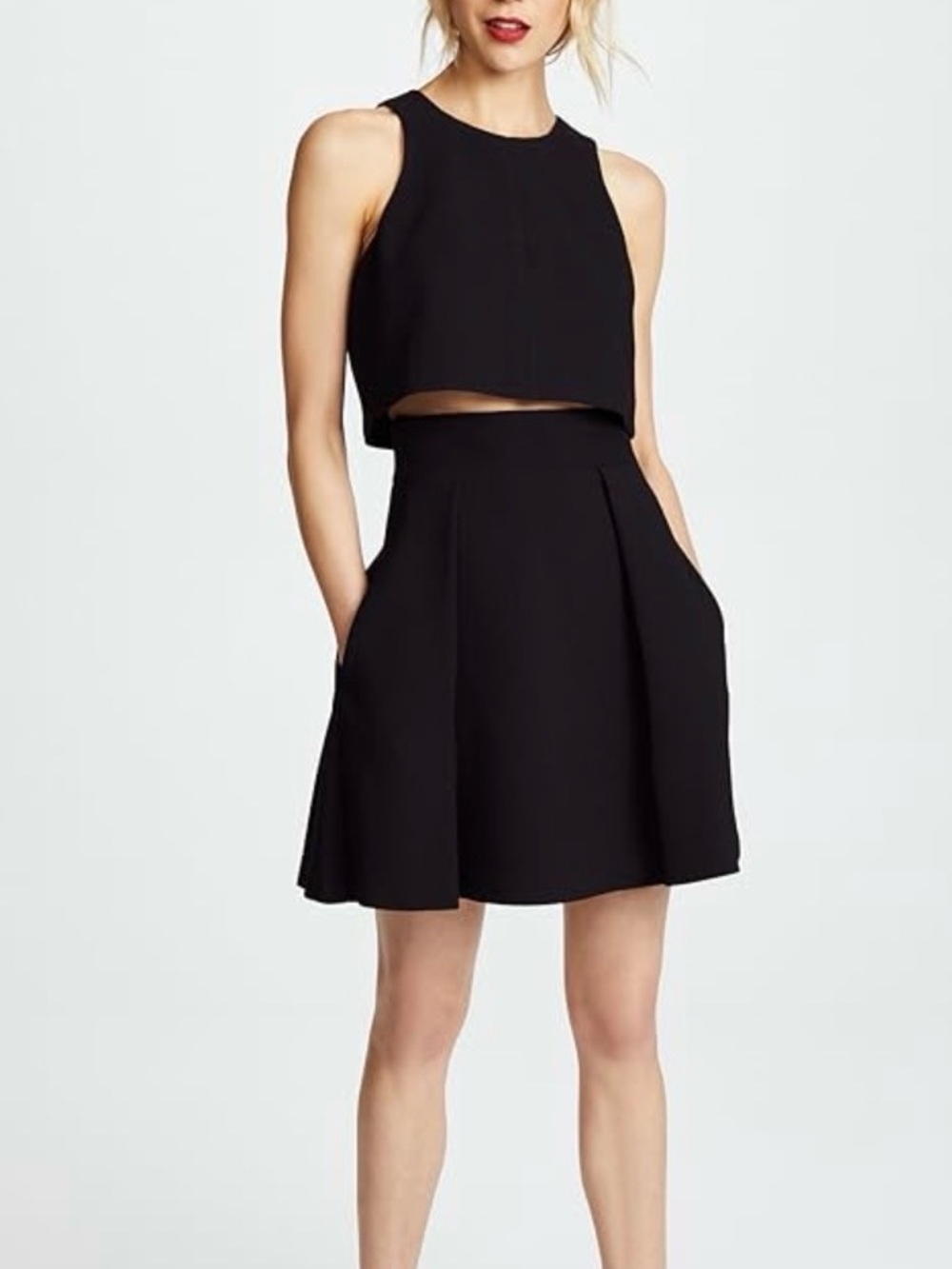 Black Halo Black Textured Two-Piece Skirt Set